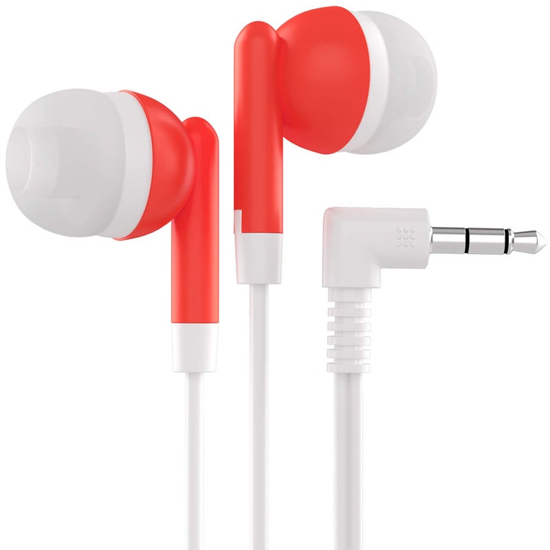 Maeline Bulk Earbuds with 3.5 mm Headphone Plug - 10 Pack - Red - Image 1